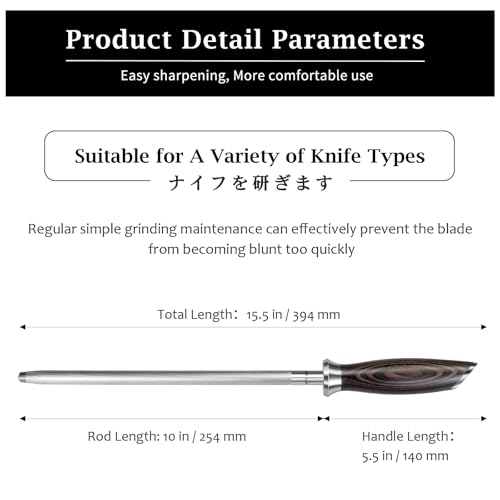 Honing Rod 10 Inch Professional Kitchen Knife Sharpener Rod (10")