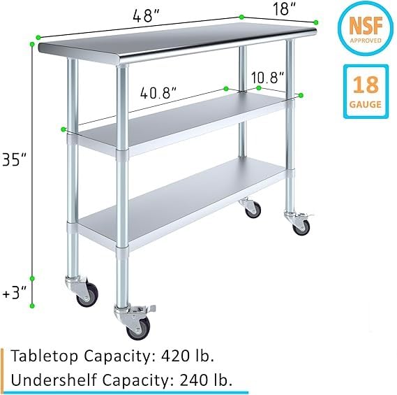 48x18 Heavy Duty Work Table (48" Long x 18" Deep)