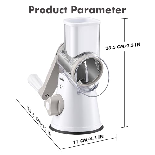 Rotary Cheese Grater Hand Crank (White / 3 Blades)