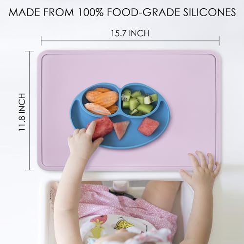 Silicone Placemats with Raised Edges for Kids