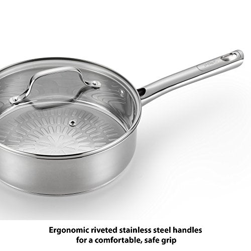 Performa Stainless Steel Cookware Set 12 Piece Induction Oven Broiler Safe 500F Pots and Pans (Stainless Steel Handle)