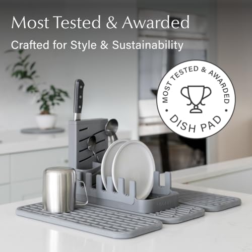 Home Collapsible Dish Drying Rack with Stone Dish Pad (Original + Rack / Slate)