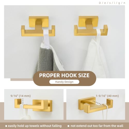 Double Towel Hook Brushed Dark Gold (2 Pack / Brushed Dark Gold)