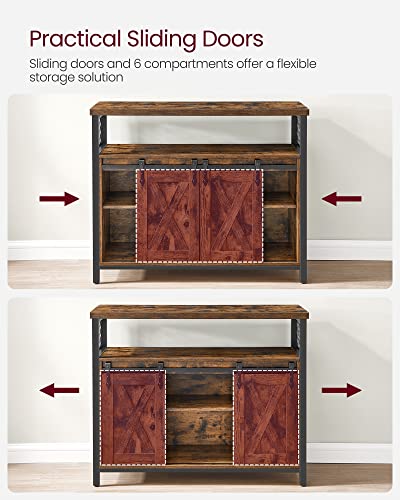 Buffet Cabinet (Without Power Outlet and Light / 13"D x 39.4"W x 31.5"H / Rustic Brown + Ink Black)