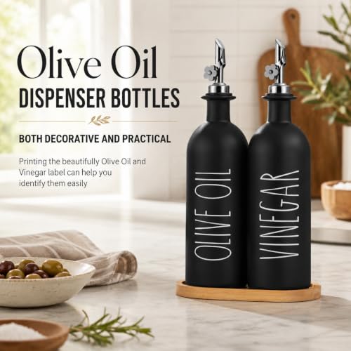 16oz Olive Oil Dispenser Bottles for Kitchen (Black+Tray / 16 fl oz)