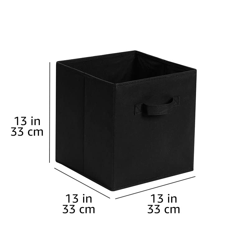 Collapsible Fabric Storage Cube Bins Organizer with Handles (Black / 13"x13"x13")