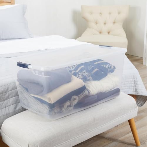 Cleverstore 95 Qt Clear Storage Bins with Lids (95 Qt - 4 Pack)