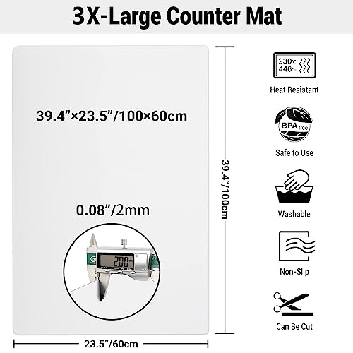 39.4x23.5in 2mm Extra Large Silicone Mat (Translucent / 39.4"L x 23.5"W)