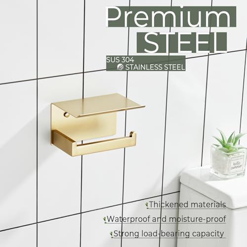 Toilet Paper Holder with Shelf Toilet Roll Holder for Bathroom Restroom T