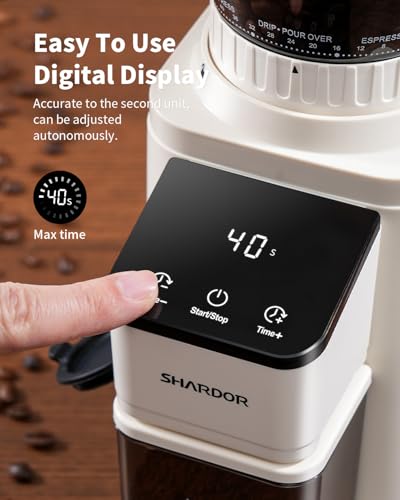 Conical Burr Coffee Bean Grinder (Cream White)