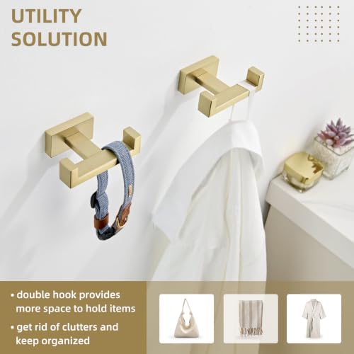 Double Towel Hook Brushed Gold (2 Pack / Brushed Gold)