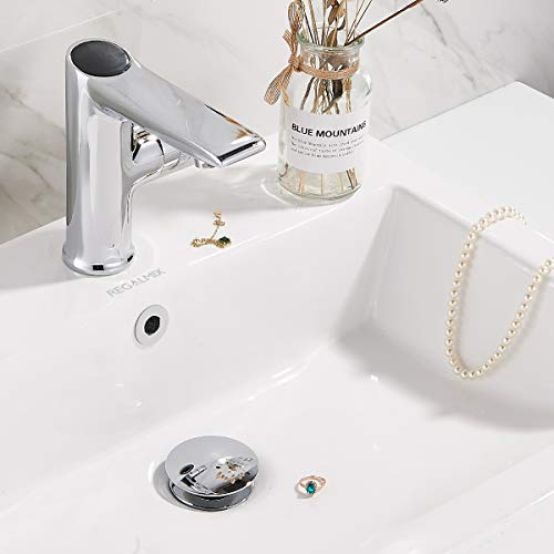 Bathroom Sink Drain with Detachable Hair Catcher Basket (With Overflow / Chrome-2 Pack)