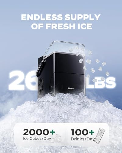 Countertop Ice Maker with 2.5L Expandable Ice Basket (Black with Expandable Ice Basket / 26.5 lbs)