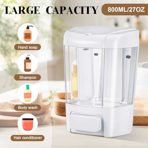 2 Pcs Wall Mounted Soap Dispenser (White / 27 oz 800 ml)