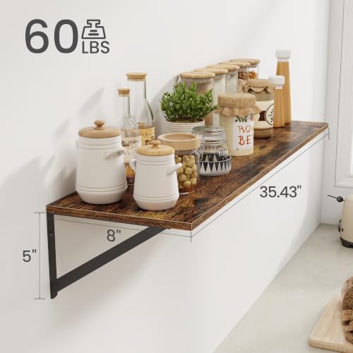 Deep Floating Shelves for Wall (Rustic Brown / 36 Inch)