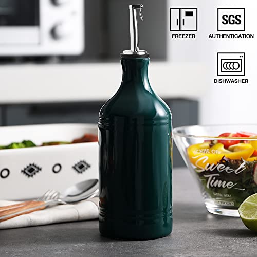 Sweejar Ceramic Olive Oil Dispenser Bottle (15.5 oz, Set of 1 / Jade)