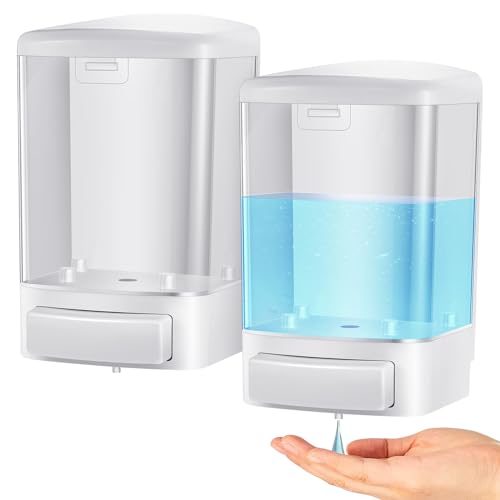 2 Pcs Wall Mounted Soap Dispenser (White / 33.8 oz 1000 ml)
