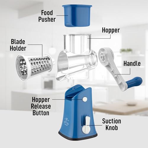 Rotary Cheese Grater Manual Hand Crank 5 Blade Shredder