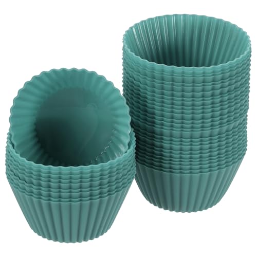36Pcs Silicone Cupcake Liners (Dark Green / 2.8")