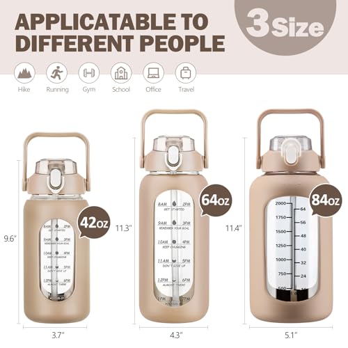 84oz Glass Water Bottle with Straw (Amber / 84 Ounces)