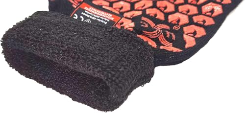 Heat Resistant Oven Glove (Black/Red / Extra Long Cuff (UPGRADE COMFORTABLE FIT))