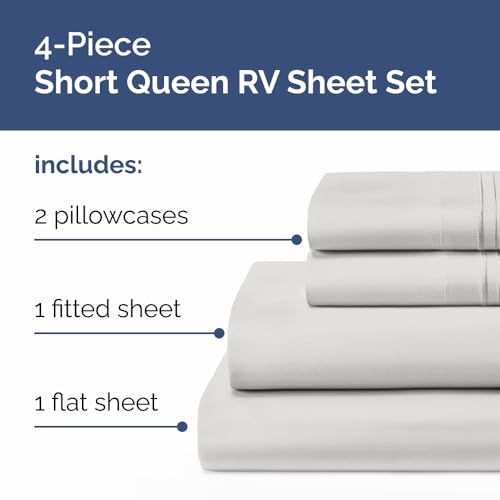 Short Queen Size 4 Piece Bed Sheet Set (04 - French Grey / Short Queen)