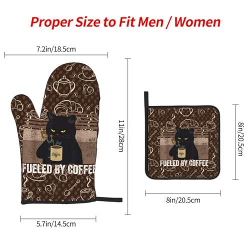 Vintage Cat Oven Mitts and Pot Holders Sets of 3 Retro Coffee Hot Pads (3 Count)