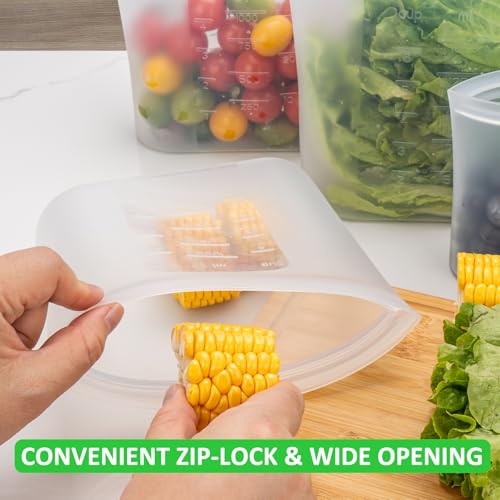 100% Platinum Silicone Reusable Storage Bags (Clear | Starter Set | 12 Pack)