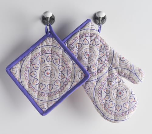 Maison d'Hermine Oven Gloves 100% Cotton Oven Mitt (090 - Mandala / 7.5" x 13" (Oven Mitt))