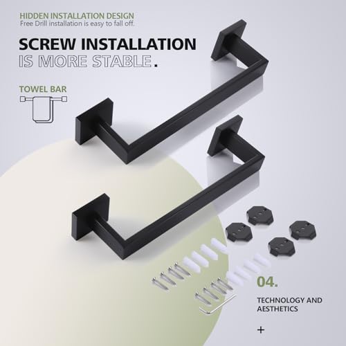 12 Inch Single Towel Bar (Matte Black / 12-Inch (2 Pack))