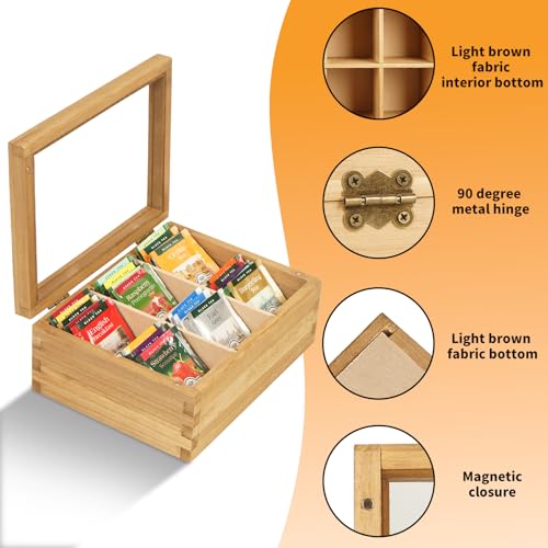 Wood Tea Bag Organizer (Carbonized / 6 Compartments)