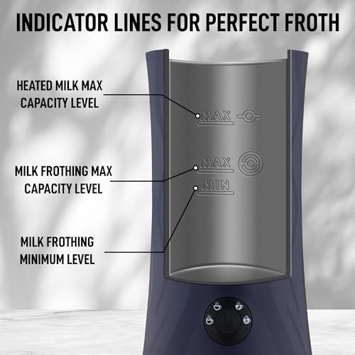 Zulay 4-in-1 Milk Frother and Steamer - Automatic Hot and Cold Foam Maker with Auto Shut Off & Temperature Control for Coffee, Latte, Cappuccino, Hot Chocolate - Navy (Ventus Navy / Frother Steamer)