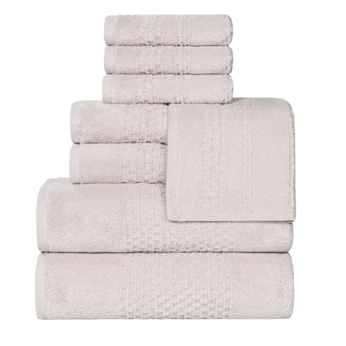 Playa Zero Twist Cotton Medium Weight Towels (8 Piece Towel Set / Silver)