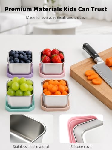 6 Pack Stainless Steel Snack Containers for Kids (color2)