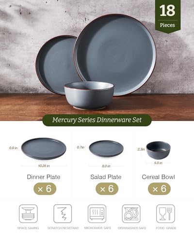 Mercury 18 Piece Stoneware Dinnerware Set (Charcoal / Service for 6 (Standard Dinner Set))