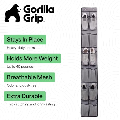 Over the Door Shoe Organizer (Grey / 12 Pockets/2 Hooks)