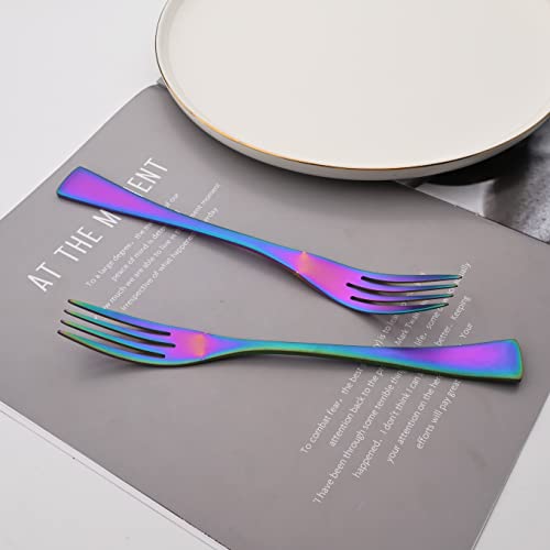 Luxury 18 10 Stainless Steel Matte Rainbow Colorful Cutlery Flatware Set (4 / Rainbow)