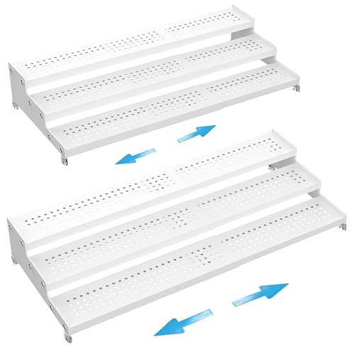 Expandable Spice Rack organizer with 3 (White / 2PACKS/WHITE)