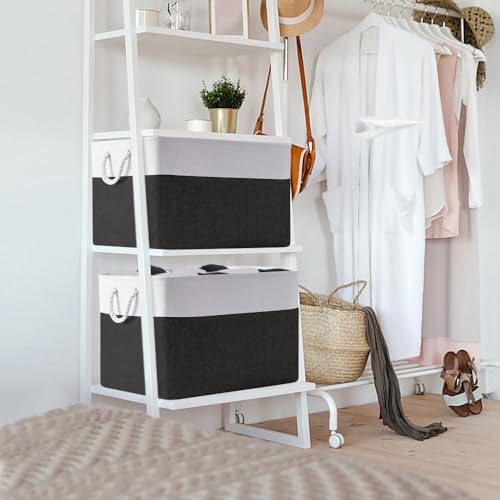 Organization and Storage for Shelves (White & Black / 3PCS/Extra Jumbo - 20.5Lx15.7Wx13.8H)