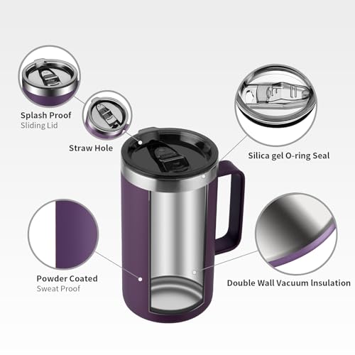 20 oz Insulated Coffee Mug (A1.Purple / 20 ounces (1 pack))