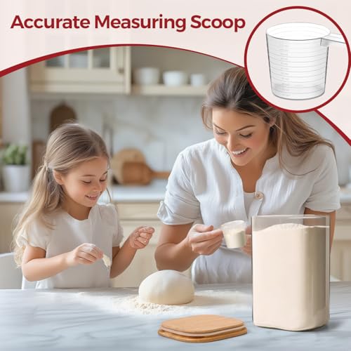 Glass Flour Containers with Bamboo Lids 1.6 (1.6Qt+4.6Qt)