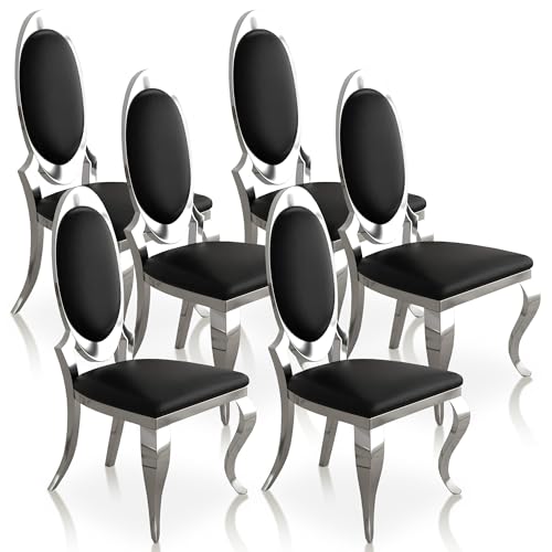 Modern Dining Chairs Set of 6 (Black/Silver / Set of 6)