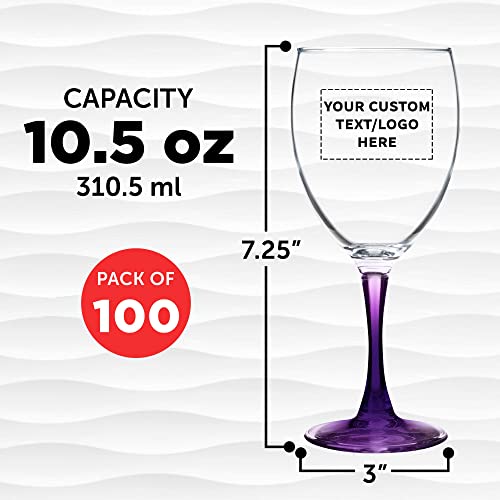 Custom Nuance Wine Glasses by ARC 10.5 oz. Set of 10 (- Custom - Purple / 10/50/100 count)
