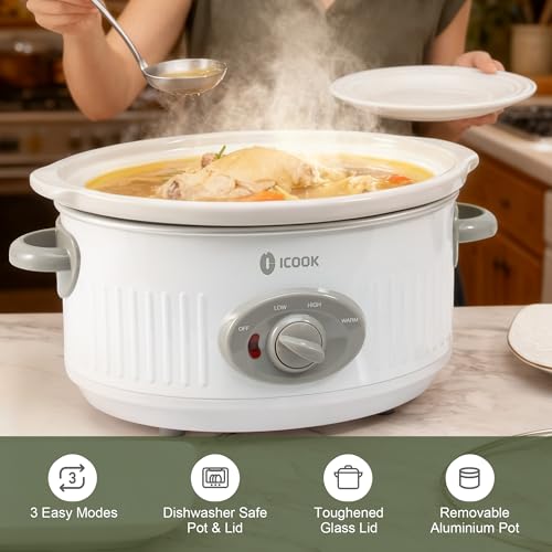 4.0 Quart Slow Cooker with Ceramic Nonstick Coating (Ivory White / 4 Quarts)