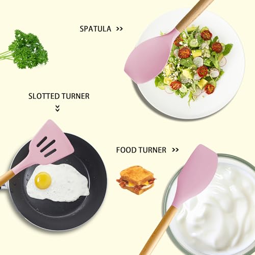 Silicone Cooking Kitchen Utensils Set (Pinky)
