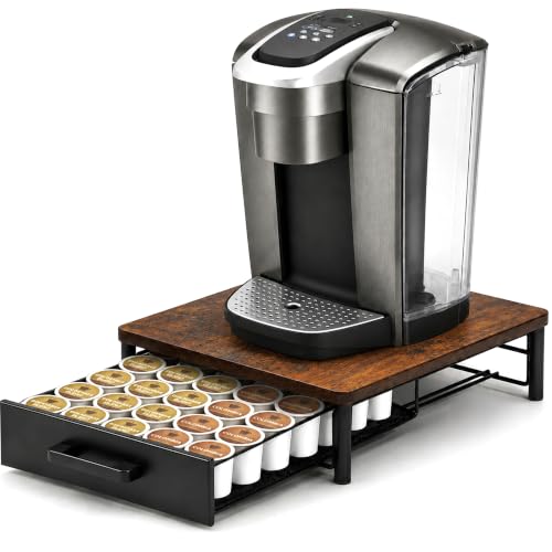 Coffee Pod Storage Drawer for Keurig K (Rustic Brown - 35 Pods Capacity)
