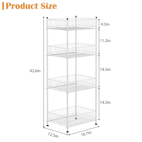 Water Bottle Holder Organizer 4 Tier Drink Can Shelf Organizer Rack for Floor Freestanding Water Bottle Rack Stand Beverage Storage Shelf for Pantry Kitchen Food Storage (4 Count)