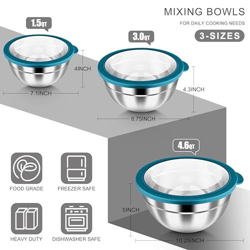 Mixing Bowls with Airtight Clear Lids (6 Count)