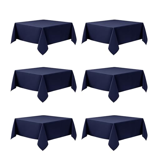6 Pack Navy Blue Tablecloths for Square Tables (Navy Blue / 70x70 In, 6 Pack)