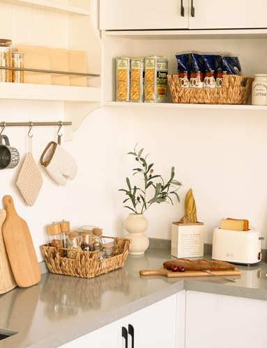 Pantry Baskets for Organizing (Natural(Water Hyacinth) / 13 ½"L x 10 ¾"W x 5"H)